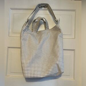 BAGGU Zip Duck Bag in Natural Grid